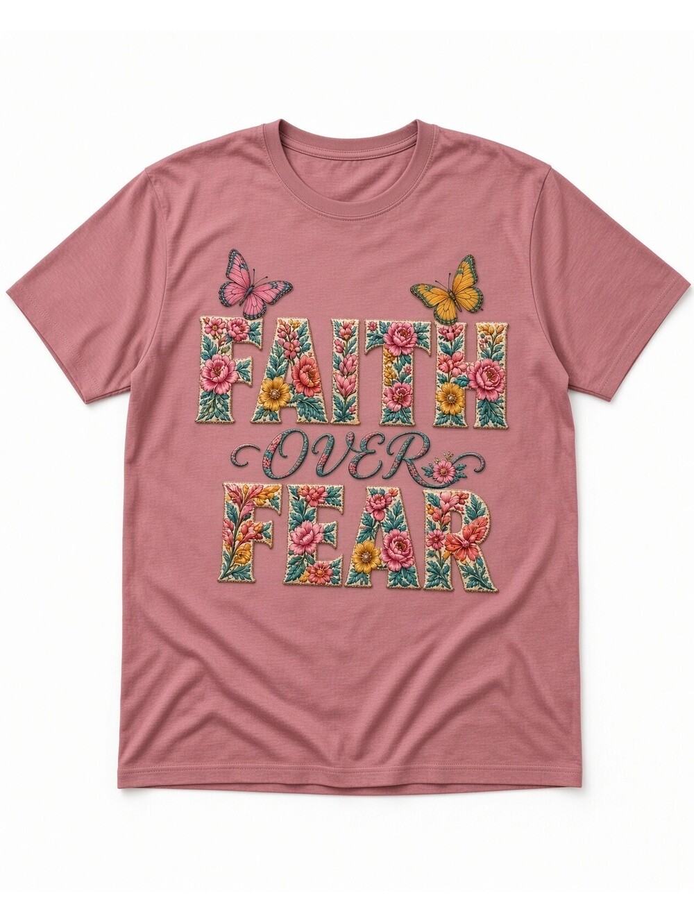 4Pcs 10 Inch Faith Over Fear Christian Floral DTF Iron On Shirt